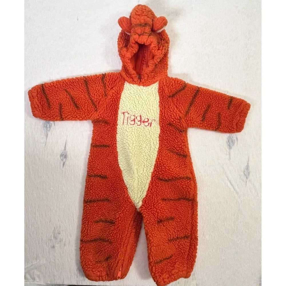 Disney Store Tigger Costume‎ Baby 6–12 Months Sherpa Hooded One Piece Vintage